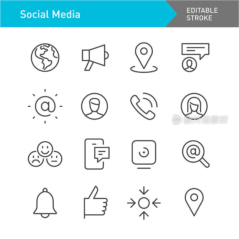 Social Media Icon - Line Series - Editable Stroke